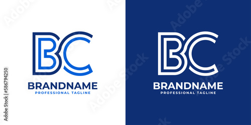 Letter BC Line Monogram Logo, suitable for any business with BC or CB initials.