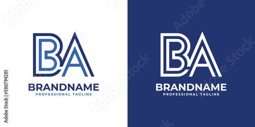 Letter BA Line Monogram Logo, suitable for any business with BA or AB initials.