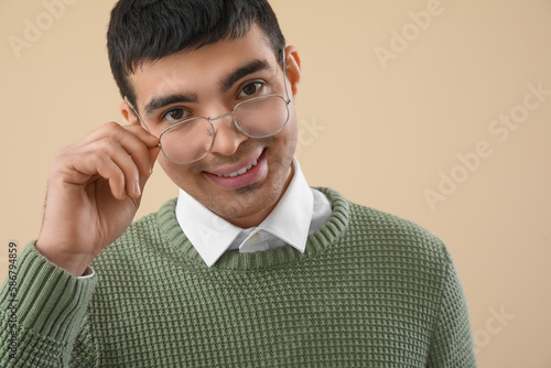 Young man in eyeglasses on ...
