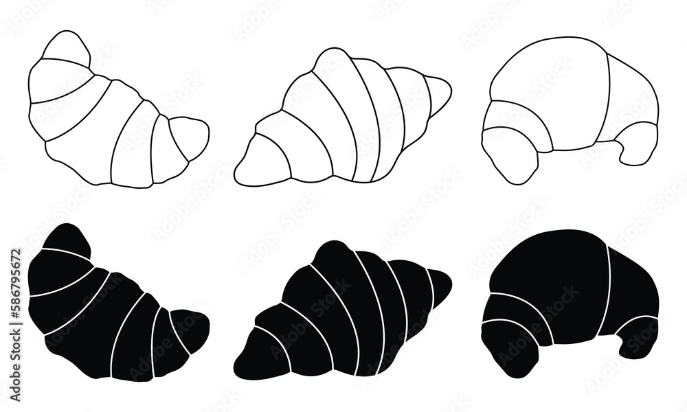 Simple croissant logo, badges, labels, icons and stickers for bakery shop. Simple croissant logo, badges, labels, icons and stickers for bakery shop.