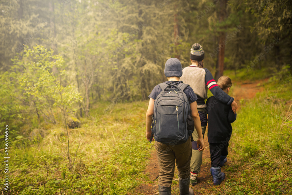 Hiking in deep forest Hiking in deep forest