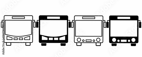 outline silhouette bus icon set isolated on white background