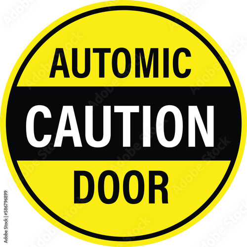 Caution automatic door attention on white background. Caution automatic door sign. Caution board with message caution automatic door. flat style.