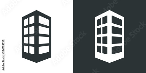 Building Icon on Black and White Vector Backgrounds