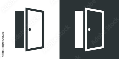 Open doors push or pull simple icons vector illustration on black and white background