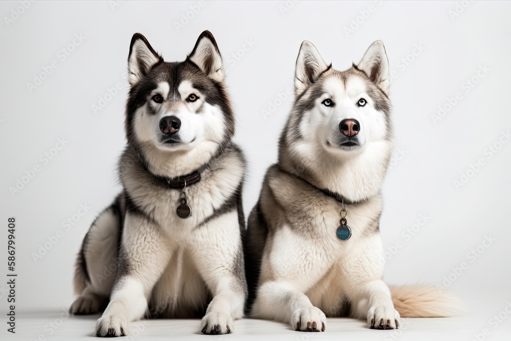 View of two gorgeous husky dogs. Generative AI