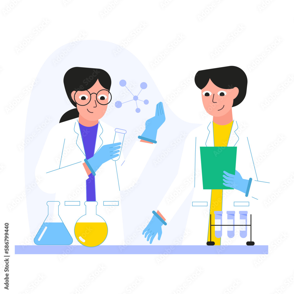 Presentation Scientist 2D Color Illustrations