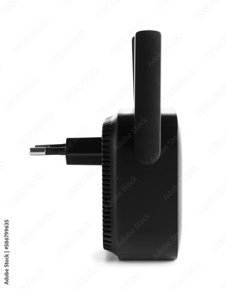 Black WiFi repeater isolated on white background Black WiFi repeater isolated on white background