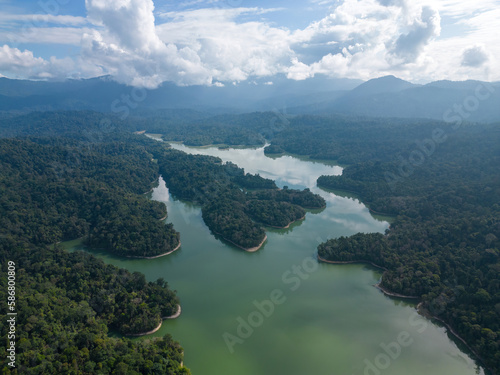 Aerial view beauty clear Klang Gates Dam in cloudy day © Cloudyew