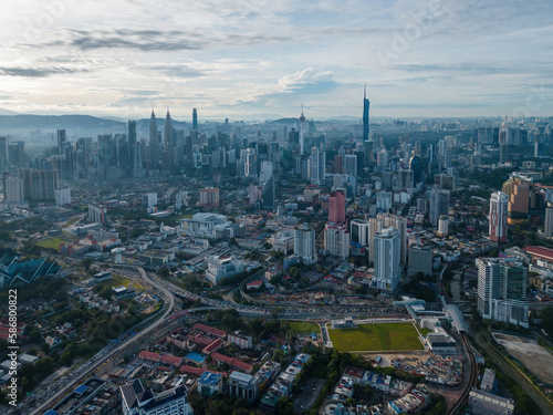 Aerial view Kuala Lumpur from Titiwangsa in morning