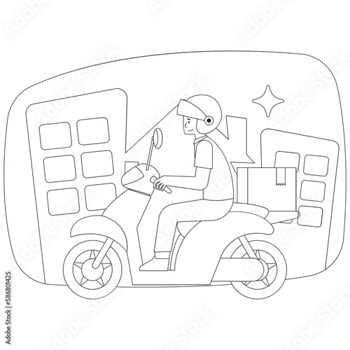 Delivering Goods Package Delivery 2D Outline Illustrations