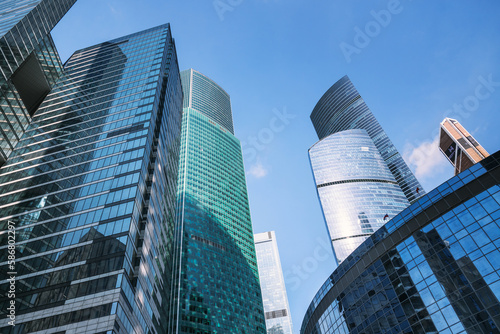 Skyscrapers in business district Moscow City on sky background. Moscow. Russia
