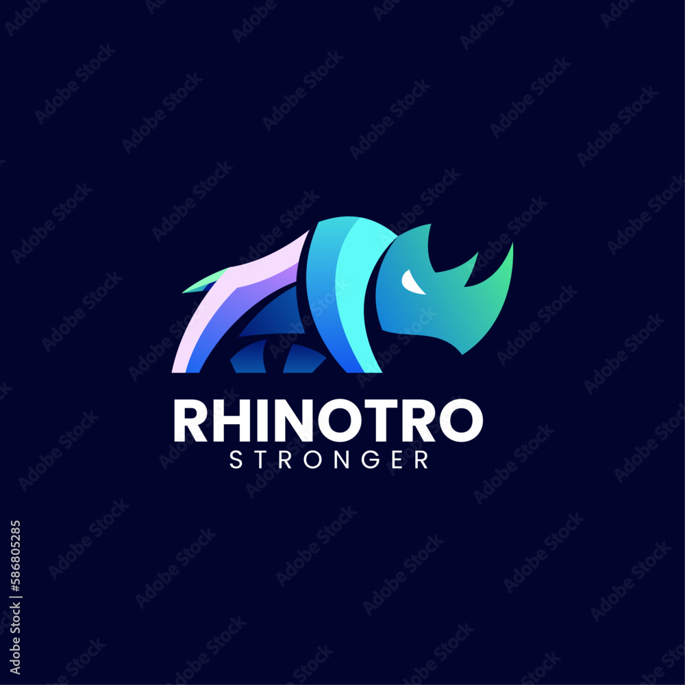 Fototapeta premium Vector Logo Illustration Rhino Gradient Colorful Style