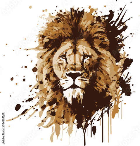 Water Color Dynamic Lion, Big Cat, Feline, Jungle, King, Logo, Geometric, Splatter, Paint, Water Color, Acrylic