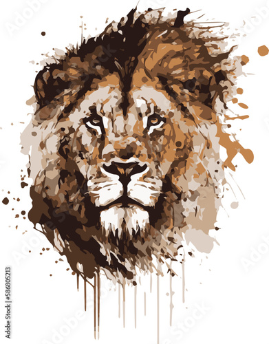 Water Color Dynamic Lion, Big Cat, Feline, Jungle, King, Logo, Geometric, Splatter, Paint, Water Color, Acrylic