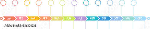 Infographic 12 steps Timeline in 1 year template business data illustration