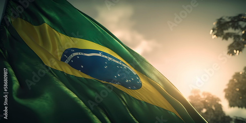 Brazil flag. Generative AI photo