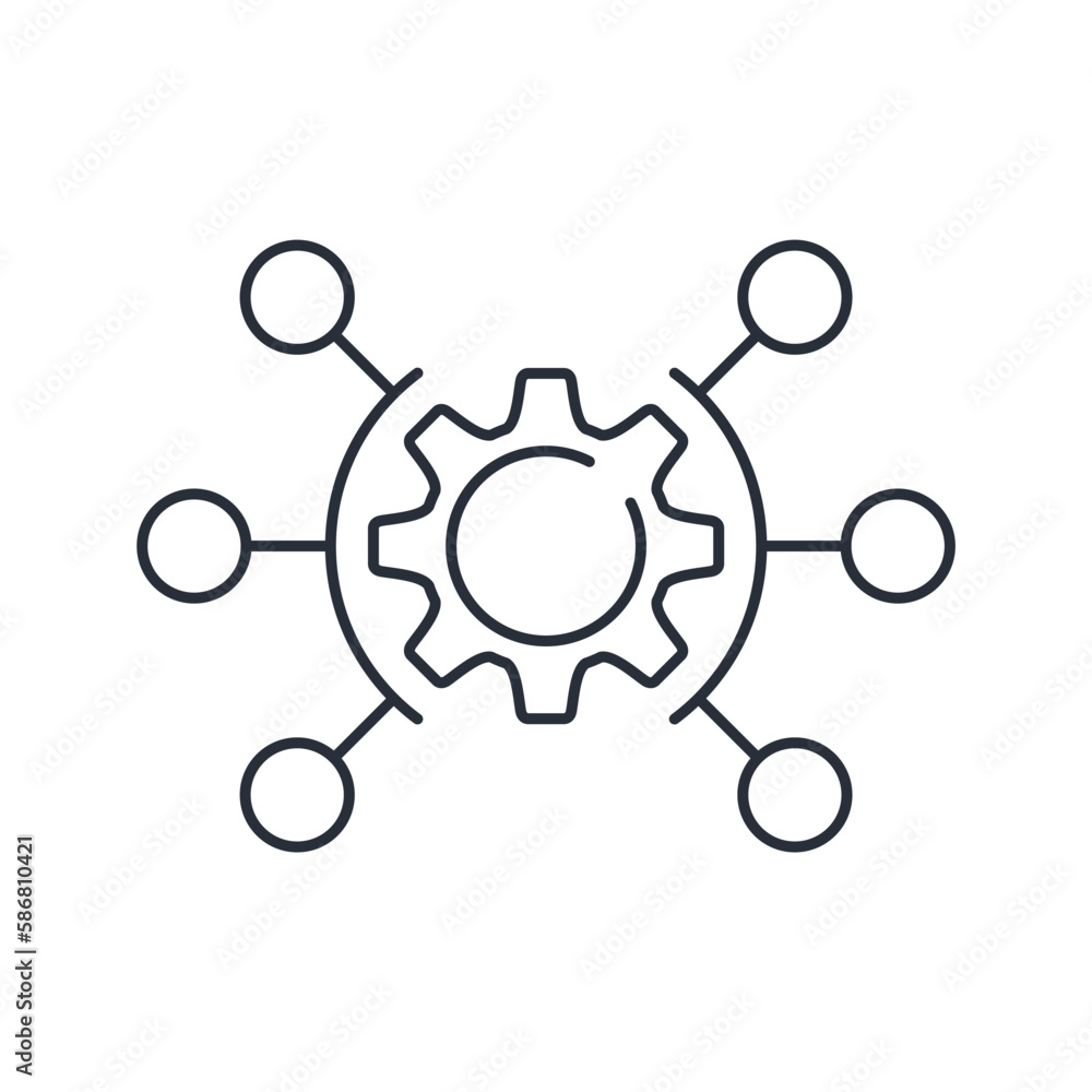 Multifunctional control mechanism. Vector linear icon isolated on white background. Multifunctional control mechanism. Vector linear icon isolated on white background.
