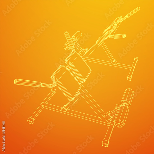 Modern exercise machine for the back and abs. Hyperextension simulator.