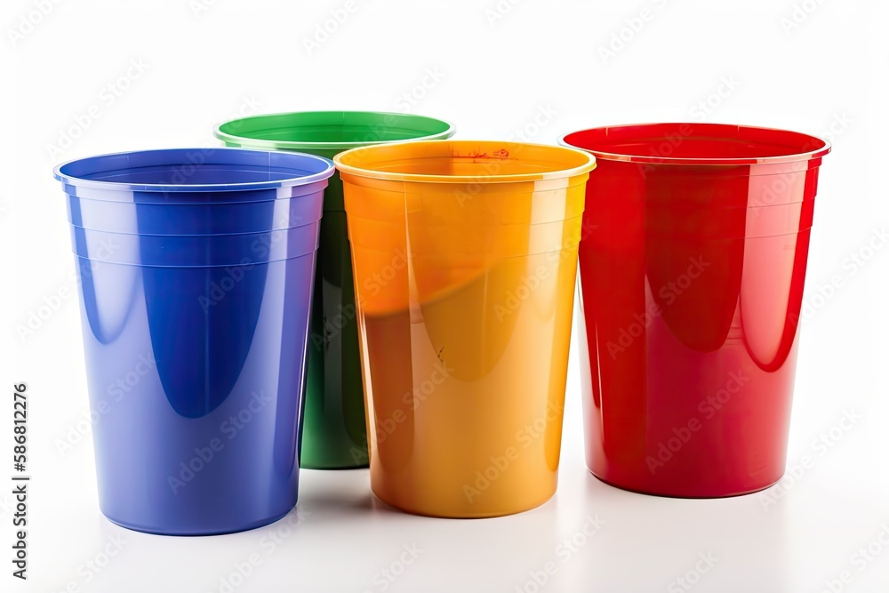 colorful cups arranged in a row. Generative AI colorful cups arranged in a row. Generative AI