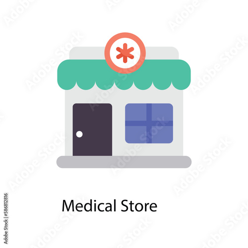 Medical store Vector Flat Icons. Simple stock illustration stock