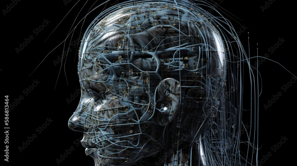 Obraz premium future cyber network brain generative ai