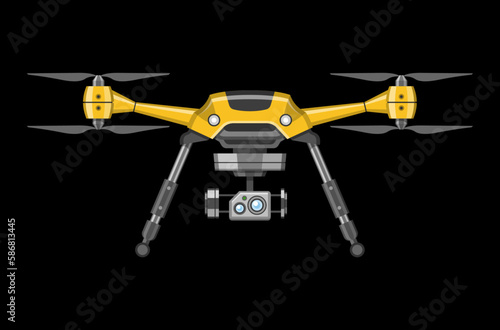 yellow quadcopter with video camera