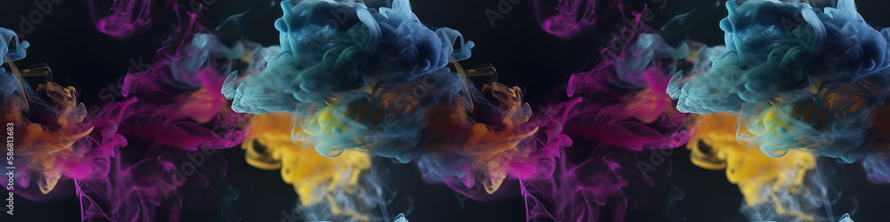 Fototapeta premium Breathtaking display of colorful smoke against a dramatic black backdrop.