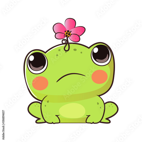 Cute baby frog in cartoon style. Vector illustration.
