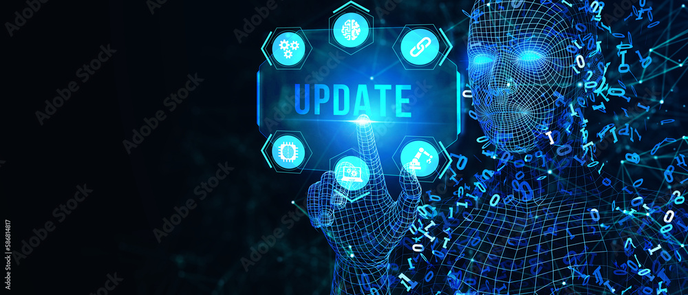 Fototapeta premium Business, Technology, Internet and network concept. Update software computer program upgrade. 3d illustration