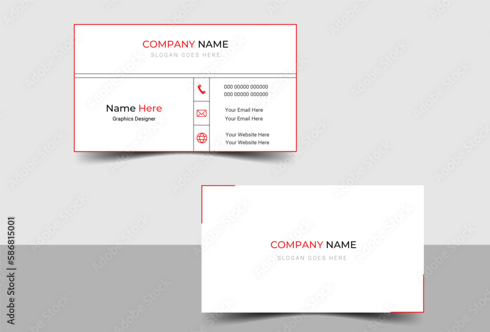 Simple and Clean Red and White Business Card Template, Futuristic business card design, Vector illustration print template, Simple and Clean Red and White Business Card Template, Futuristic business card design, Vector illustration print template,