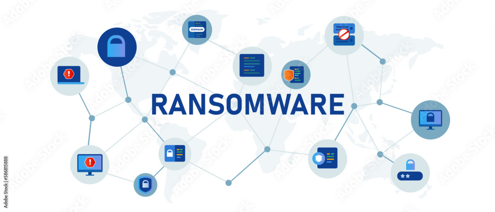 Ransomware cyber security cyber attack concept icon illustration Ransomware cyber security cyber attack concept icon illustration