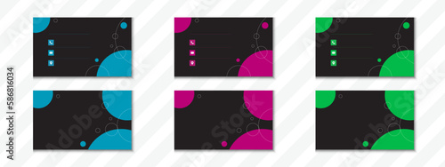Creative Modern Professional black Business card Vector Design with 3 different colors