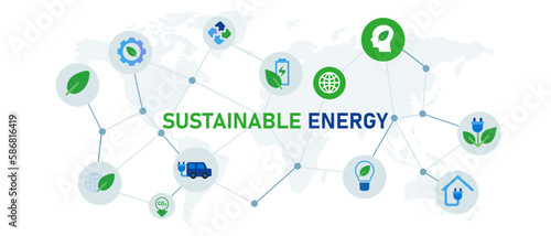 Sustainable energy green power electricity concept vector illustration