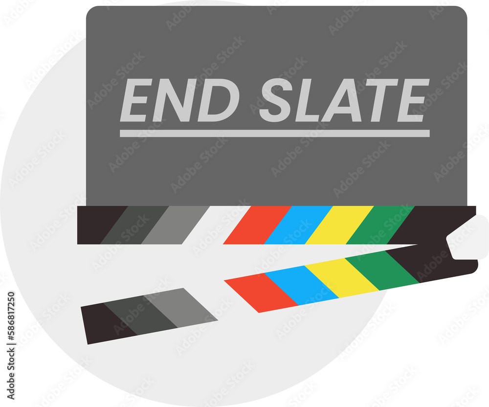 Illustration of Clapper Board with Call Action - End Slate, suitable for Broadcasting Theme, Education, Entertainment