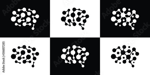 logo design brain and connection technology icon vector illustration