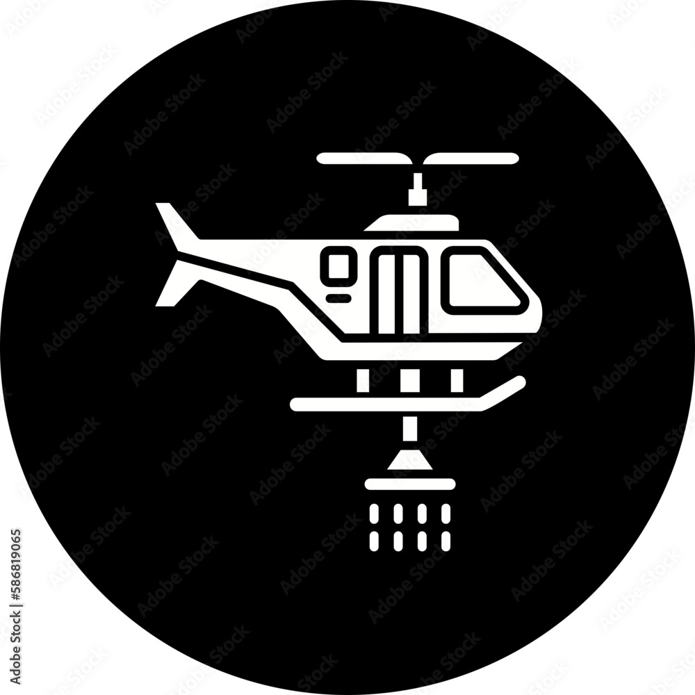 Firefighter Helicopter Glyph Inverted Icon Firefighter Helicopter Glyph Inverted Icon