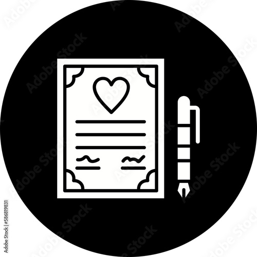 Wedding Contract Glyph Inverted Icon