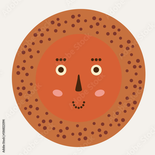Male bizarre visage, abstract personage, mascot design, funny face, cute icon
