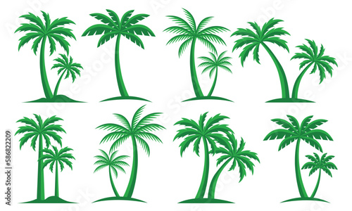 Palm Trees Set Isolated On White Background. Palm Silhouettes. Design Of Palm Trees For Posters  Banners And Promotional Items. Vector Illustration.  Palm Icon On White Background