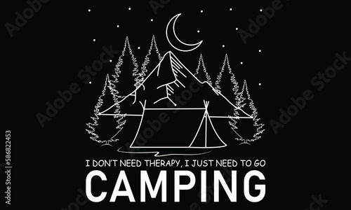 Camping Nature Mountain T-shirt Design Vector Illustration Vector Art T-shirt Design, Camping   Shirt, Camp, Stay Wild Camping Child ,Hand Drawn T-Shirt Print, Camping And Adventure Forest Badge Logo