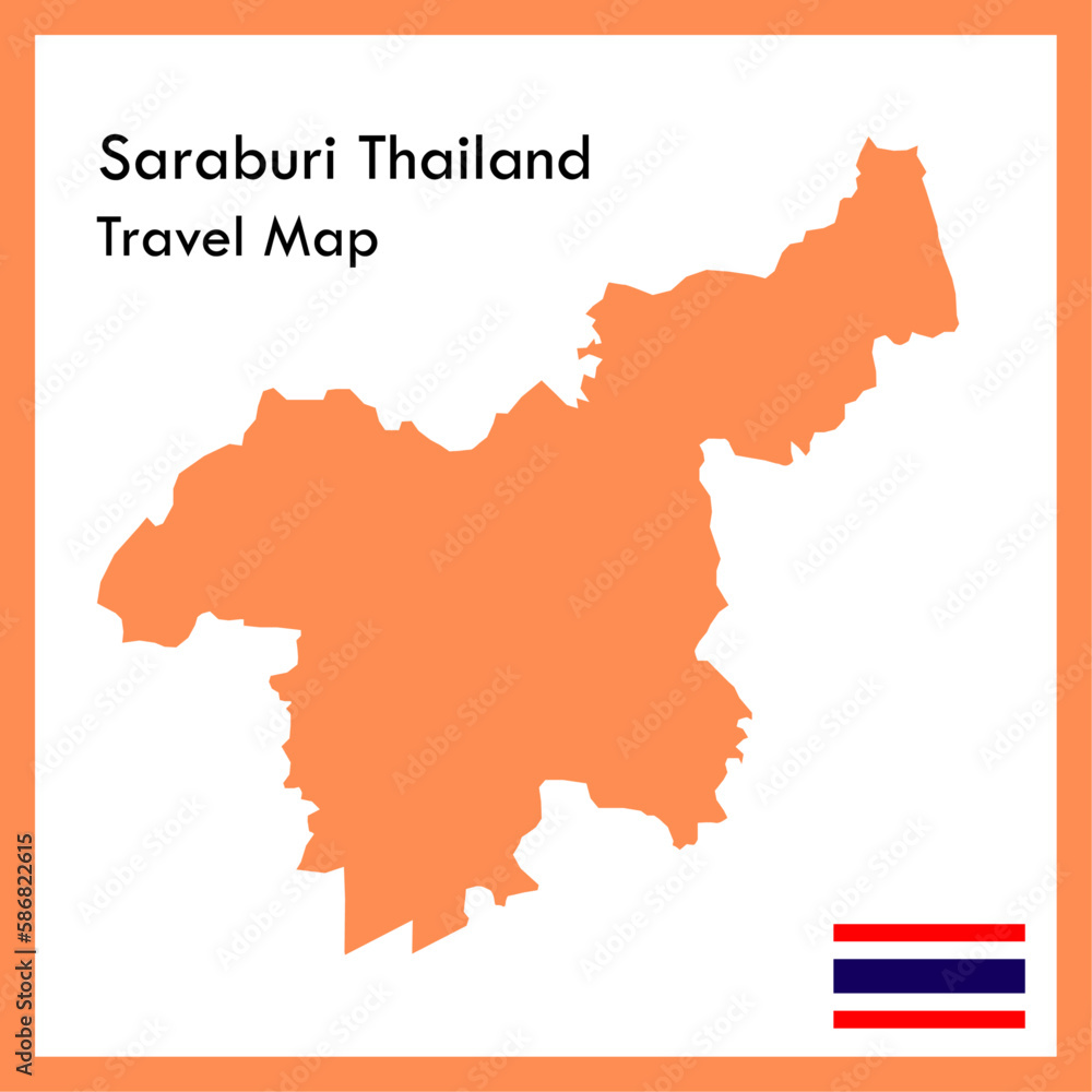 Orange Map Saraburi province is part of Thailand with flag picture. Orange Map Saraburi province is part of Thailand with flag picture.