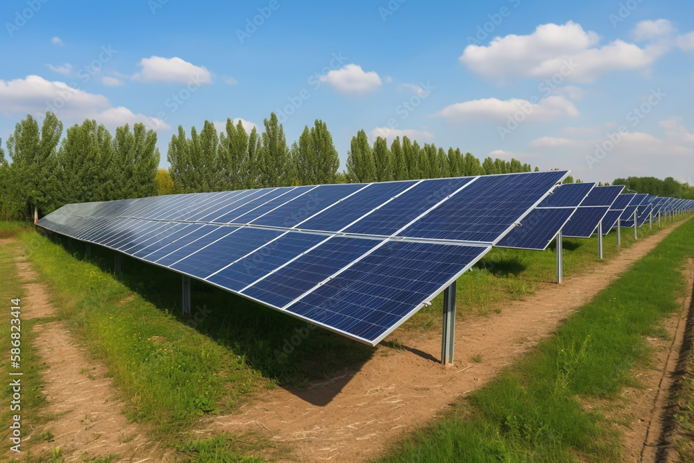Agricultural plants under solar panels, eco farming