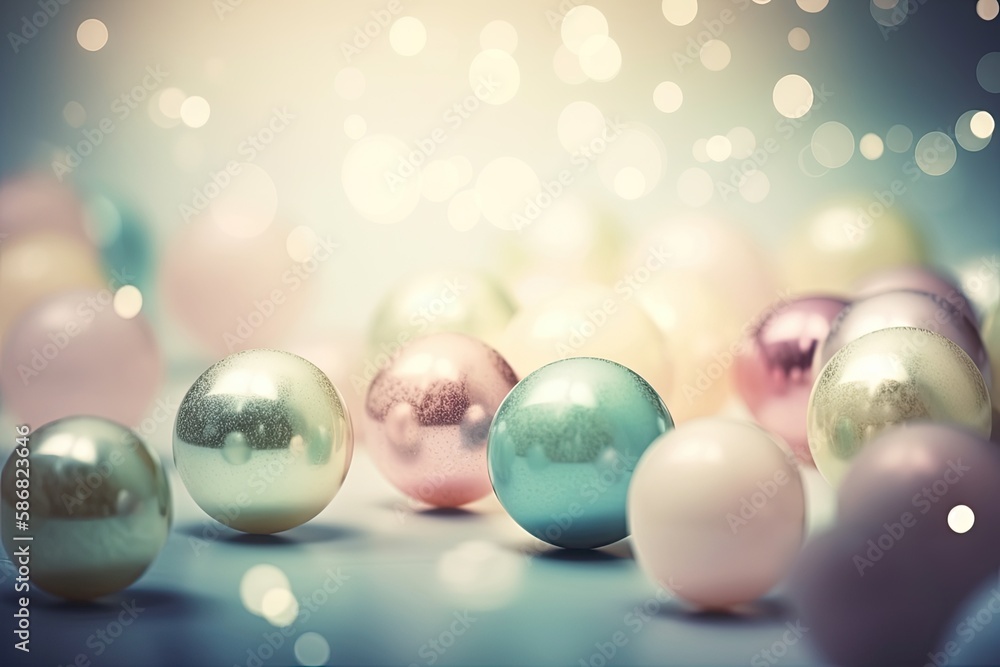 shiny balls arranged on a table for decoration or play. Generative AI shiny balls arranged on a table for decoration or play. Generative AI
