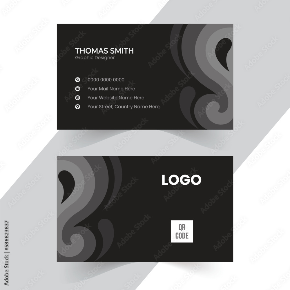 Black elegant business card template design