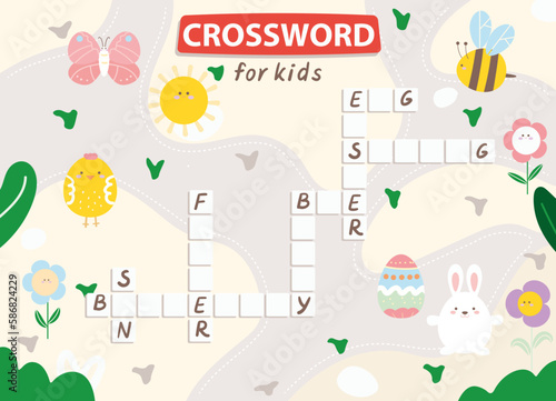 Easter Crossword for Kids Vector Illustration