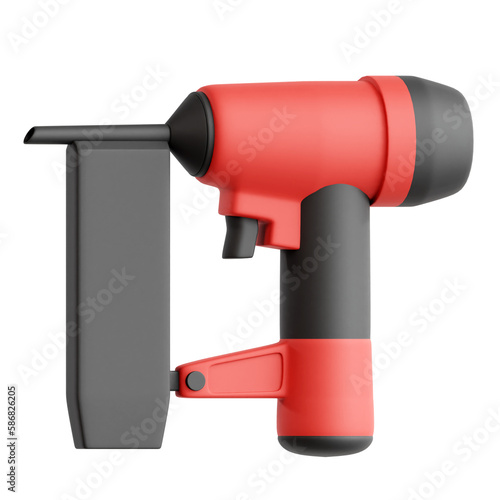 3D illustration of a pneumatic nail gun