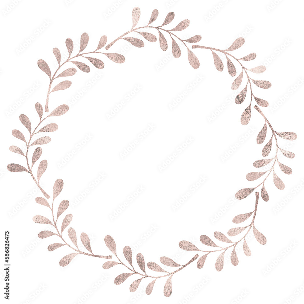 Floral rose gold wreath illustration