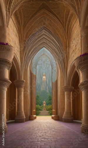 ai generated interior of ancient fantasy castle
