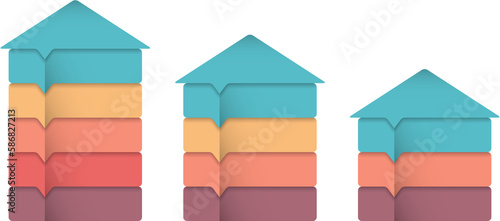 Infographic templates with house divided on segments with place for text and icons